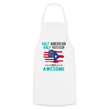 Moitié américain moitié portoricain - Tablier de cuisine - blanc - Devant - AI Model Male 185 dark (185cm)