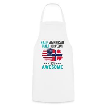 Half American Half Norwegian - Cooking Apron - white - Front - AI Model Male 185 dark (185cm)