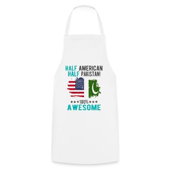 Half American Half Pakistani - Cooking Apron - white - Front - AI Model Male 185 dark (185cm)