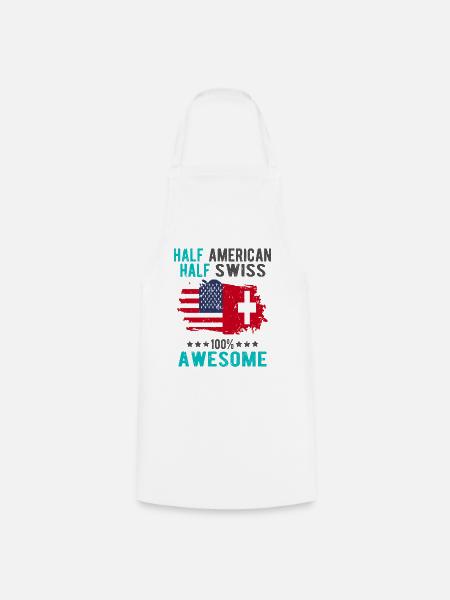 Halb Amerikaner Halb Schweizer - Kochschürze - Weiß