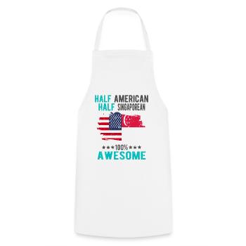 Half American Half Singaporean - Cooking Apron - white - Front - AI Model Male 185 dark (185cm)