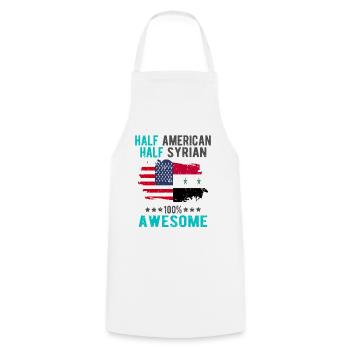 Moitié américain moitié syrien - Tablier de cuisine - blanc - Devant - AI Model Male 185 dark (185cm)