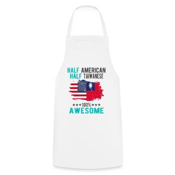 Half American Half Taiwanese - Cooking Apron - white - Front - AI Model Male 185 dark (185cm)
