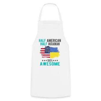 Half American Half Ukrainian - Cooking Apron - white - Front - AI Model Male 185 dark (185cm)