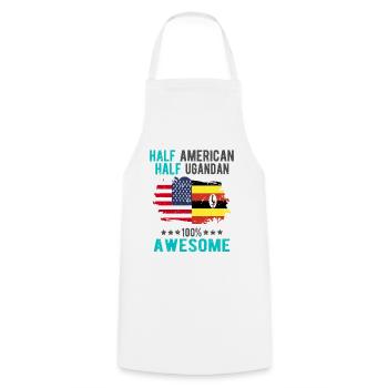 Half American Half Ugandan - Cooking Apron - white - Front - AI Model Male 185 dark (185cm)