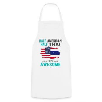 Half American Half Thai - Cooking Apron - white - Front - AI Model Male 185 dark (185cm)