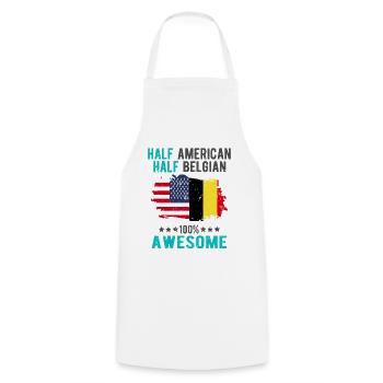 Half American Half Belgian - Cooking Apron - white - Front - AI Model Male 185 dark (185cm)