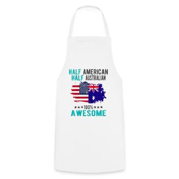 Halb Amerikaner Halb Australier - Kochschürze - Weiß - Vorne - AI Model Male 185 dark (185cm)