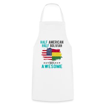 Moitié américain moitié bolivien - Tablier de cuisine - blanc - Devant - AI Model Male 185 dark (185cm)