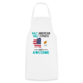 Mi-Américain, mi-Chypriote - Tablier de cuisine - blanc - Devant - AI Model Male 185 dark (185cm)