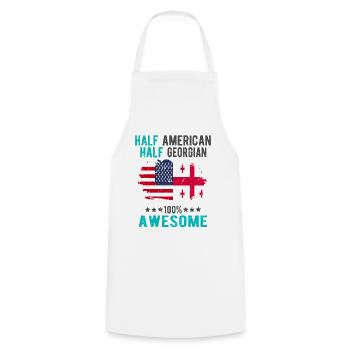 Half American Half Georgian - Cooking Apron - white - Front - AI Model Male 185 dark (185cm)