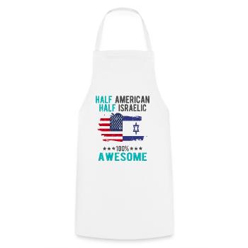 Moitié américain moitié Isreali - Tablier de cuisine - blanc - Devant - AI Model Male 185 dark (185cm)