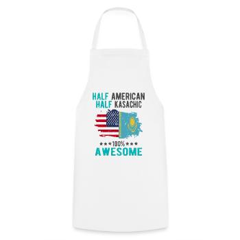 Moitié américain moitié kazakh - Tablier de cuisine - blanc - Devant - AI Model Male 185 dark (185cm)