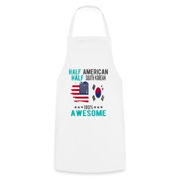 Half American Half South Korean - Cooking Apron - white - Front - AI Model Male 185 dark (185cm)