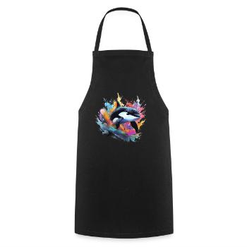 Orca Killer Whale Colorful - Cooking Apron - black - Front - AI Model Male 185 dark (185cm)