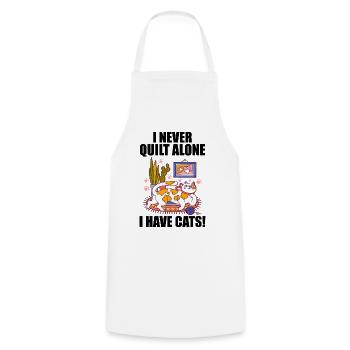 I never quilt alone. I have cats! - Cooking Apron - white - Front - AI Model Male 185 dark (185cm)