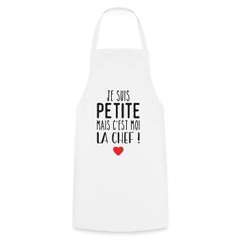 Je suis petite mais c'est moi la chef - Tablier de cuisine - blanc - Devant - AI Model Male 185 dark (185cm)