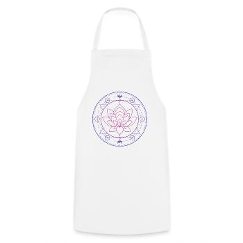 Lotus Moon Sacred Geometry - Cooking Apron - white - Front - AI Model Male 185 dark (185cm)