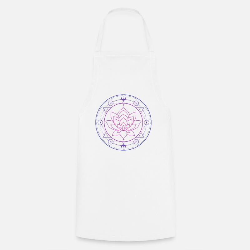 Lotus Lune Géométrie sacrée - Tablier de cuisine - blanc