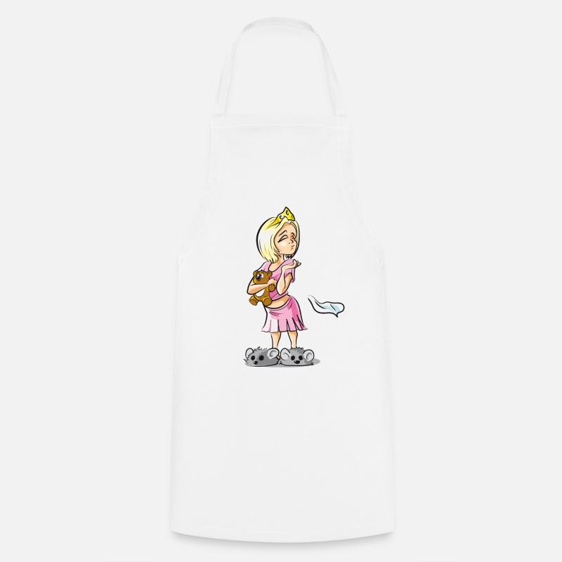 Little Princess with Teddy Comic - Cooking Apron - white