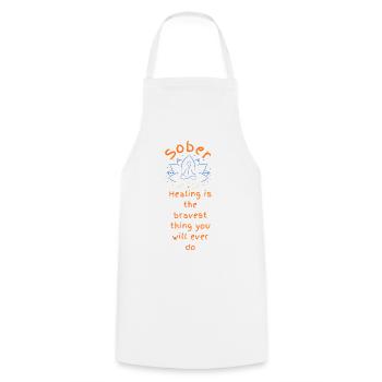 Tapferer Nüchternheits-Heil-Lotus - Kochschürze - Weiß - Vorne - AI Model Male 185 dark (185cm)