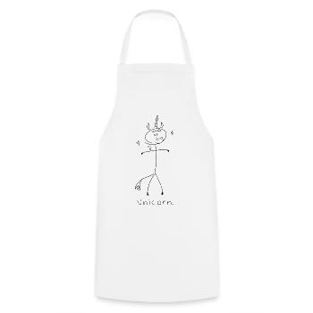 Unicorn. (black lines) (by Leni Riosa) - Cooking Apron - white - Front - AI Model Male 185 dark (185cm)