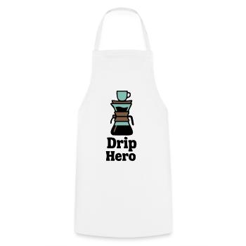 Drip Hero Kaffeefilter Logo - Kochschürze - Weiß - Vorne - AI Model Male 185 dark (185cm)