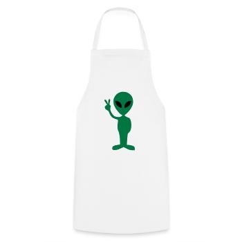 Alien Peace - Cooking Apron - white - Front - AI Model Male 185 dark (185cm)