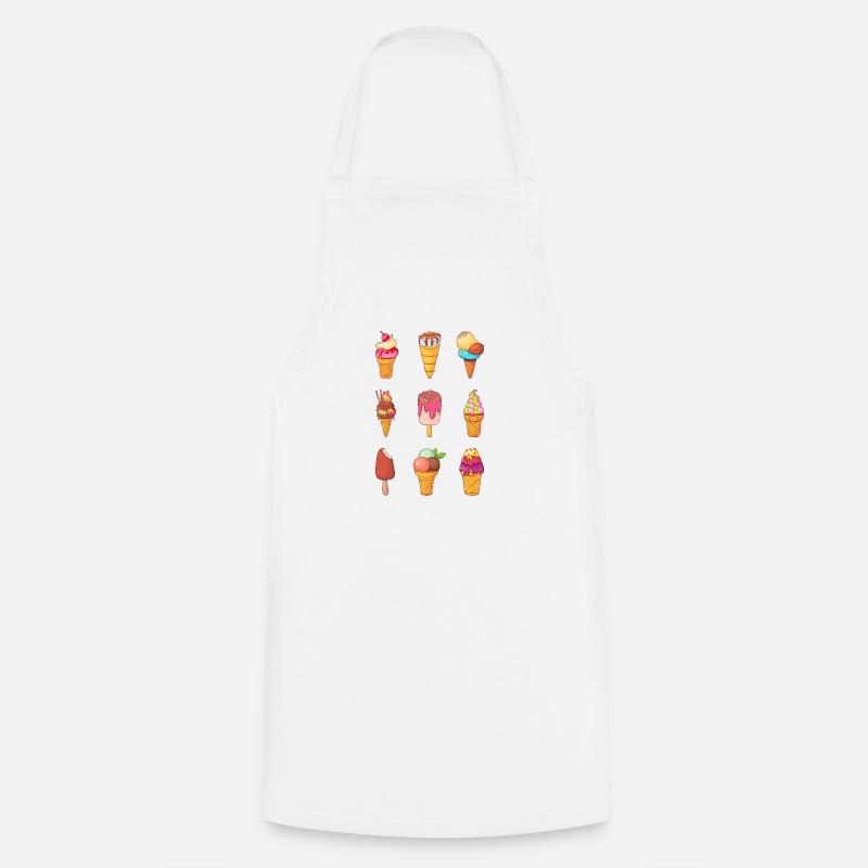 Crème glacée, crème glacée, crème glacée, crème glacée, boule, crème glacée, sundae - Tablier de cuisine - blanc