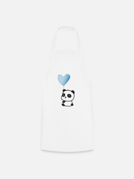 Panda hellblau - Kochschürze - Weiß
