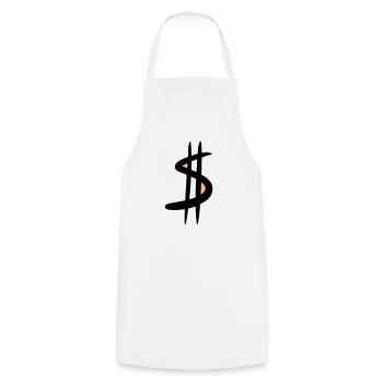 Signe du dollar / $ Symbole du dollar, Dessin - Tablier de cuisine - blanc - Devant - AI Model Male 185 dark (185cm)