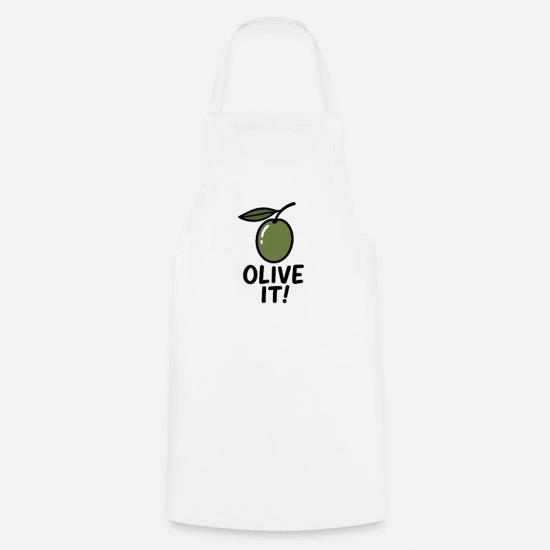 Olivenillustration mit Slogan - Kochschürze - Weiß