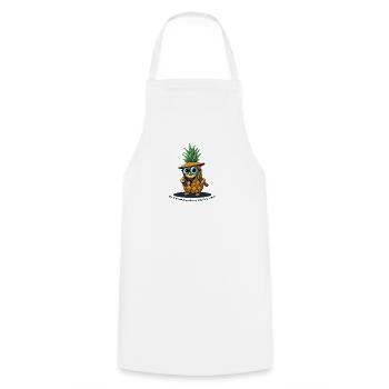 Pineapple Detective Caricature - Cooking Apron - white - Front - AI Model Male 185 dark (185cm)