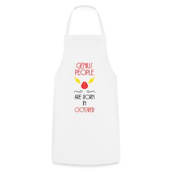 Génie né Octobre Cadeau Bébé - Tablier de cuisine - blanc - Devant - AI Model Male 185 dark (185cm)