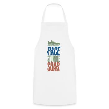 Pace Stumble Soar – Motiviertes Rennen - Kochschürze - Weiß - Vorne - AI Model Male 185 dark (185cm)