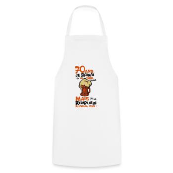 70 ans alcool anniversaire verre boirai - Tablier de cuisine - blanc - Devant - AI Model Male 185 dark (185cm)