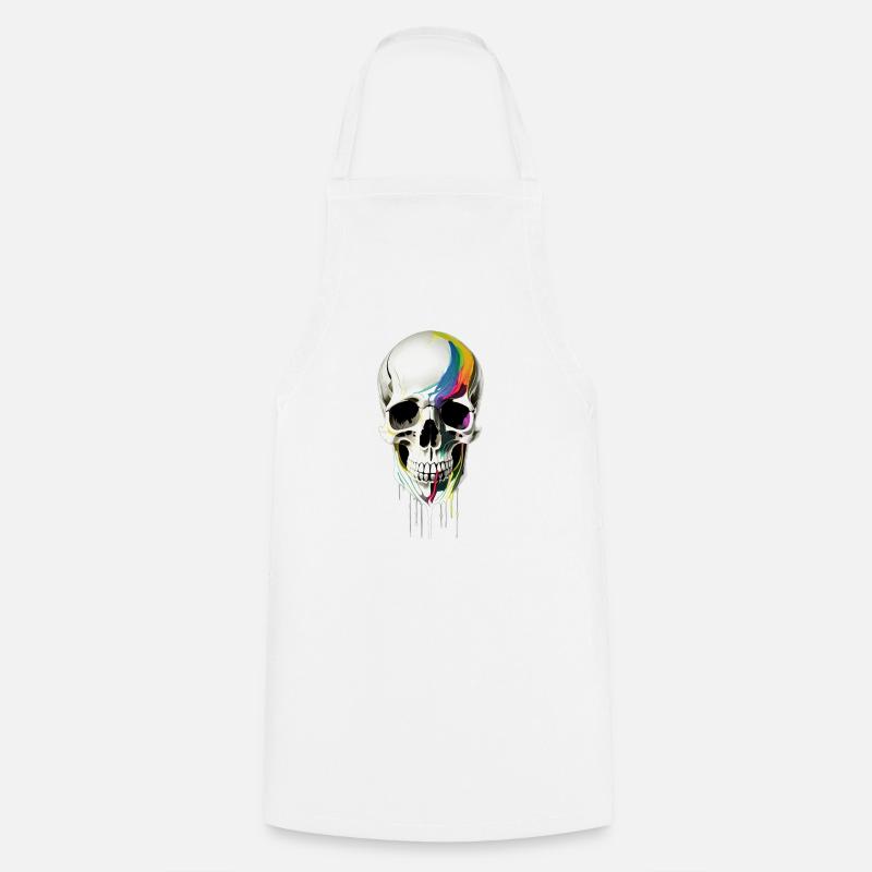 Skull with paint running down it - Cooking Apron - white