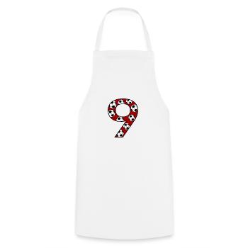 9e anniversaire Football Rouge - Tablier de cuisine - blanc - Devant - AI Model Male 185 dark (185cm)