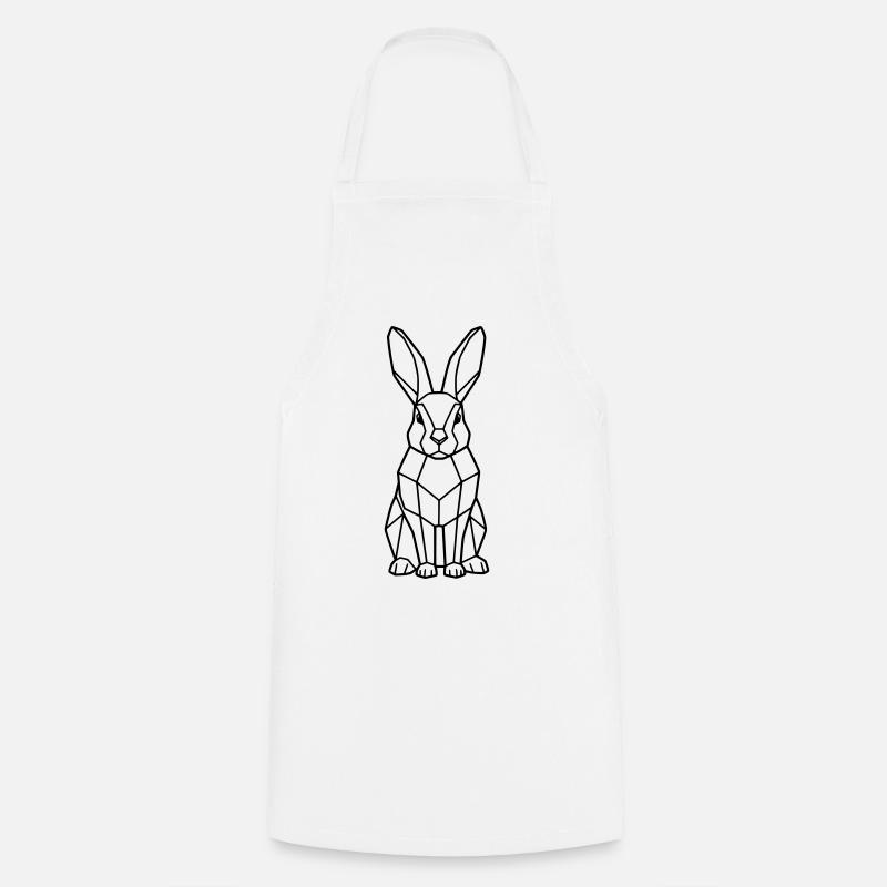 Geometrischer Hase Low Poly Outline - Kochschürze - Weiß