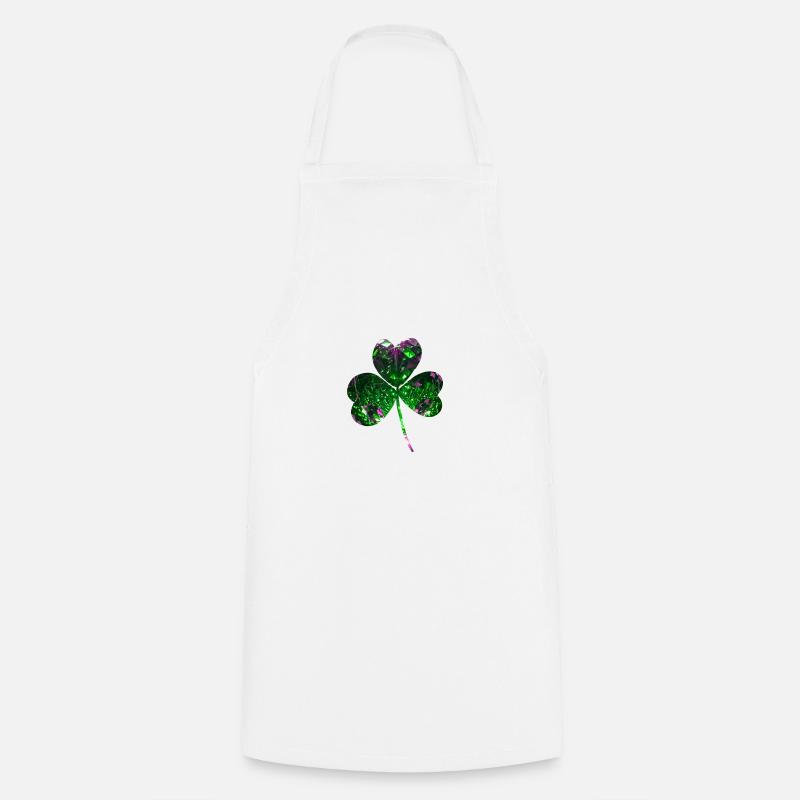 Trèfle, paillettes, trèfle, feuille, vert - Tablier de cuisine - blanc