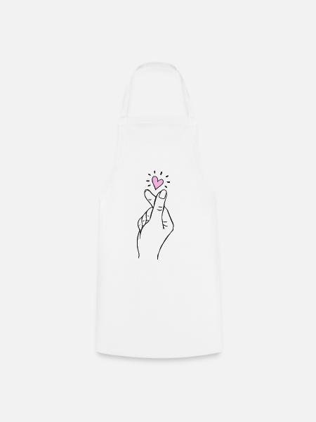 Korean Finger Herz Korean Finger Heart Love Kpop - Kochschürze - Weiß