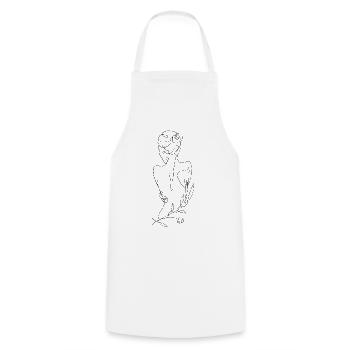 Woman T-shirt motif, print design - Cooking Apron - white - Front - AI Model Male 185 dark (185cm)