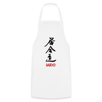 Iaido-Kunst, das Schwert zu ziehen - Kochschürze - Weiß - Vorne - AI Model Male 185 dark (185cm)
