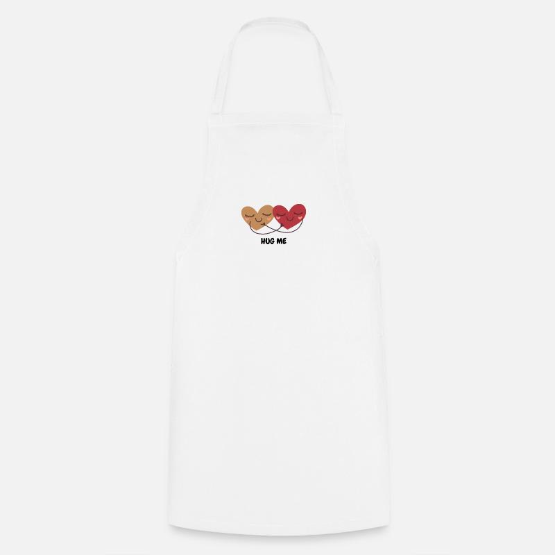 Two cuddling hearts hug - Cooking Apron - white