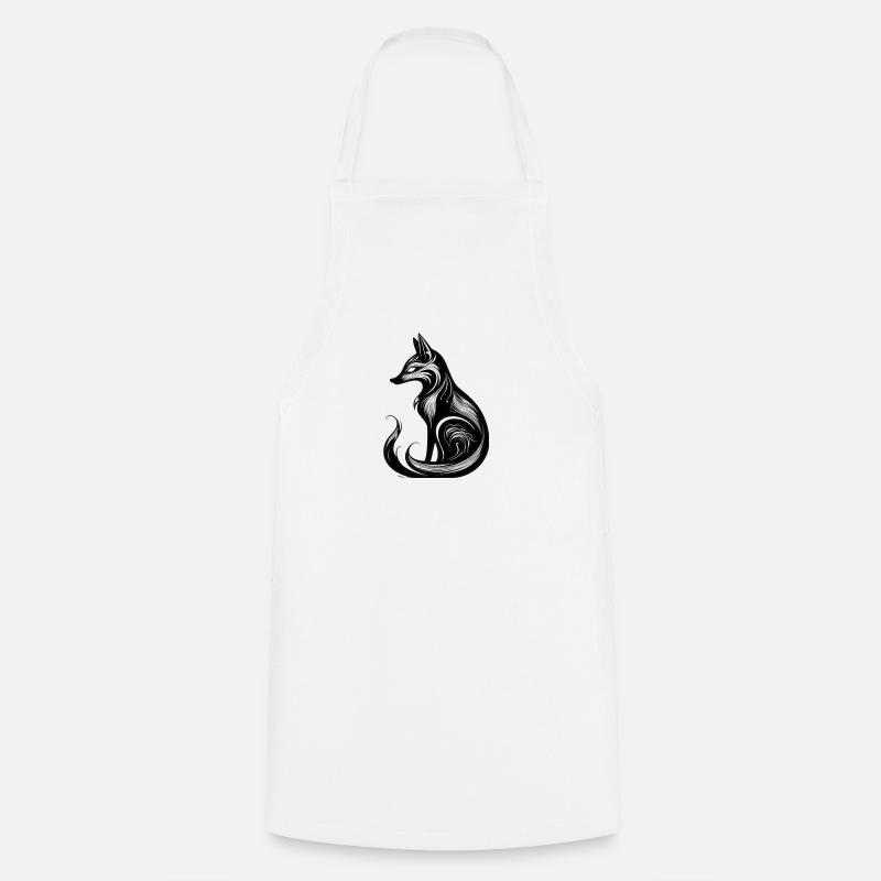 Minimalistic Black & White Fox - Kochschürze - Weiß