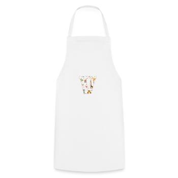 Buchstabe V, Monogramm, Tiermuster - Kochschürze - Weiß - Vorne - AI Model Male 185 dark (185cm)