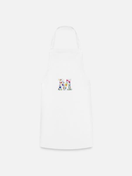 Buchstabe M, Monogramm, Tiermuster - Kochschürze - Weiß