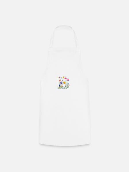 Buchstabe B, Monogramm, Blumenmuster - Kochschürze - Weiß