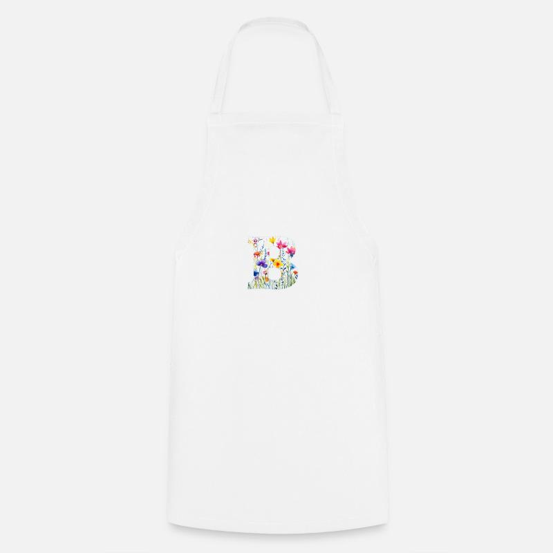Buchstabe B, Monogramm, Blumenmuster - Kochschürze - Weiß