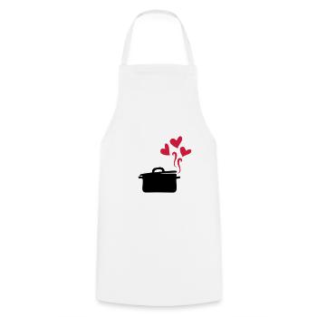 cuisiner avec beaucoup d amour kochen mit liebe - Kochschürze - Weiß - Vorne - AI Model Male 185 dark (185cm)
